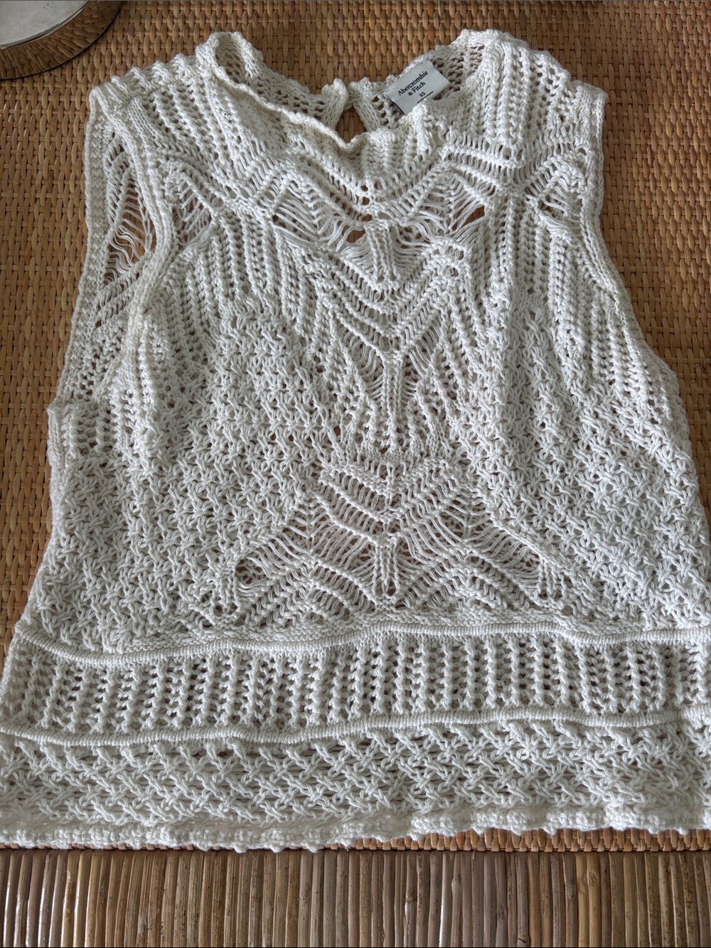 Abercrombie Ivory Open-Knit Crochet Tank